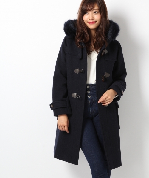 Heather（ヘザー）の「ファーフードロングダッフルコート　723956（ダッフルコート・レディース・ネイビー/オフホワイト/グレー・FREE）」の19枚目の写真