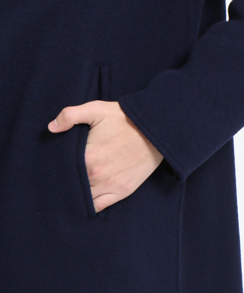 ABAHOUSE（アバハウス）の「メルトンノーカラーコート（チェスターコート・メンズ・ネイビー/ブラウン・46/48）」の8枚目の写真