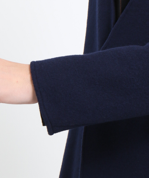 ABAHOUSE（アバハウス）の「メルトンノーカラーコート（チェスターコート・メンズ・ネイビー/ブラウン・46/48）」の14枚目の写真