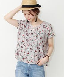 coen | ヴィンテージサテンフラワープリントバックリボンブラウス(シャツ/ブラウス)