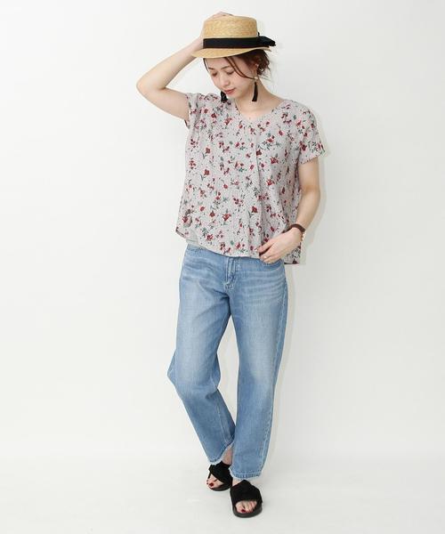 coen（コーエン）の「ヴィンテージサテンフラワープリントバックリボンブラウス（シャツ/ブラウス・レディース・グレー/ネイビー・FREE）」の9枚目の写真