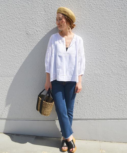 SHIPS（シップス）の「エンブロイダリースキッパーブラウス◇（シャツ/ブラウス・レディース・ロイヤルブルー/イエロー系その他/オフホワイト・ONE SIZE）」の8枚目の写真