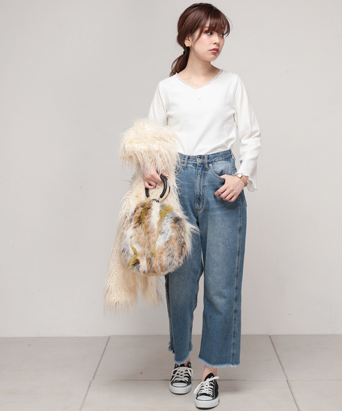 natural couture(ナチュラルクチュール)の「衿レースワッフルプルオーバー(Tシャツ/カットソー・レディース・オフホワイト/キャメル/レッド/ブラック・FREE)」の1枚目の写真