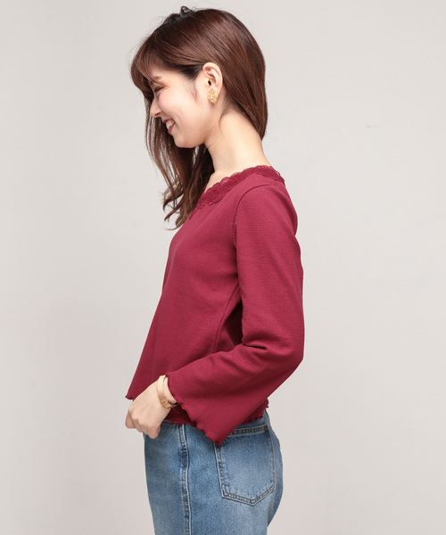 natural couture(ナチュラルクチュール)の「衿レースワッフルプルオーバー(Tシャツ/カットソー・レディース・オフホワイト/キャメル/レッド/ブラック・FREE)」の18枚目の写真