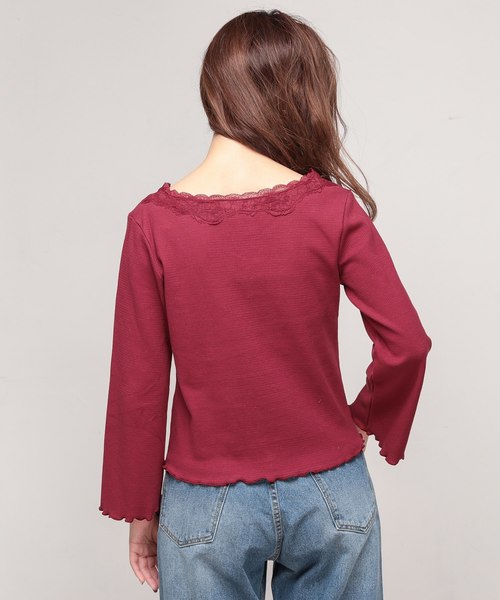 natural couture(ナチュラルクチュール)の「衿レースワッフルプルオーバー(Tシャツ/カットソー・レディース・オフホワイト/キャメル/レッド/ブラック・FREE)」の19枚目の写真