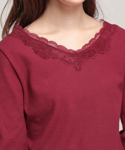 natural couture(ナチュラルクチュール)の「衿レースワッフルプルオーバー(Tシャツ/カットソー・レディース・オフホワイト/キャメル/レッド/ブラック・FREE)」の20枚目の写真