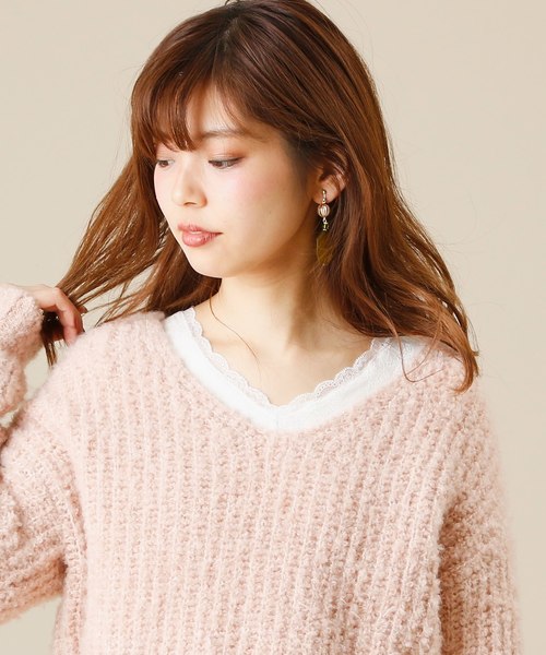natural couture(ナチュラルクチュール)の「衿レースワッフルプルオーバー(Tシャツ/カットソー・レディース・オフホワイト/キャメル/レッド/ブラック・FREE)」の8枚目の写真