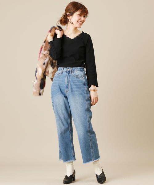 natural couture(ナチュラルクチュール)の「衿レースワッフルプルオーバー(Tシャツ/カットソー・レディース・オフホワイト/キャメル/レッド/ブラック・FREE)」の9枚目の写真