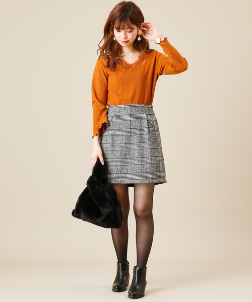 natural couture(ナチュラルクチュール)の「衿レースワッフルプルオーバー(Tシャツ/カットソー・レディース・オフホワイト/キャメル/レッド/ブラック・FREE)」の12枚目の写真