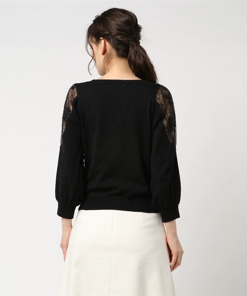 archives（アルシーヴ）の「オーガンジー刺繍肩透けニット（ニット/セーター・レディース・ラベンダー/ブラック/オフホワイト・MEDIUM）」の5枚目の写真