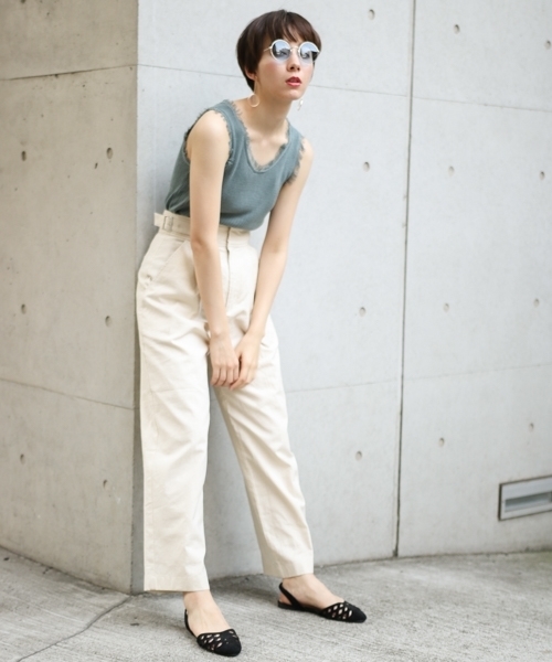 PAGEBOY（ページボーイ）の「フリンジニットタンクトップ（タンクトップ・レディース・グリーン/キャメル/ホワイト・FREE）」の10枚目の写真