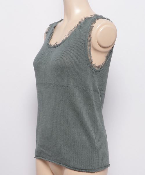 PAGEBOY（ページボーイ）の「フリンジニットタンクトップ（タンクトップ・レディース・グリーン/キャメル/ホワイト・FREE）」の4枚目の写真