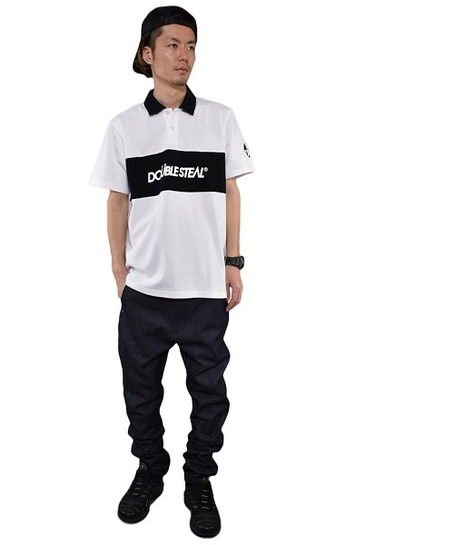 DOUBLE STEAL（ダブルスティール）の「Conversion POLO　ポロ（ポロシャツ・メンズ・ホワイト×ブラック/ブラック×ホワイト/ホワイト×ネイビー/ブラック×ブルー・MEDIUM/LARGE/X-LARGE）」の6枚目の写真