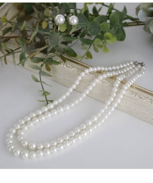 Cupid Heart（キューピッドハート）の「【Cupid Heart】結婚式アクセサリー♪イヤリング付2連パールネックレス（ネックレス・レディース・ベージュ・MEDIUM）」の10枚目の写真