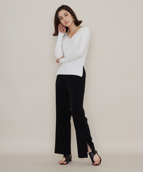 STUDIOUS(ステュディオス)の「【STUDIOUS】ツイルフレアパンツ(その他パンツ・レディース・ブラック・0/1)」の8枚目の写真