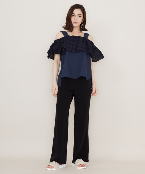 STUDIOUS(ステュディオス)の「【STUDIOUS】ツイルフレアパンツ(その他パンツ・レディース・ブラック・0/1)」の13枚目の写真