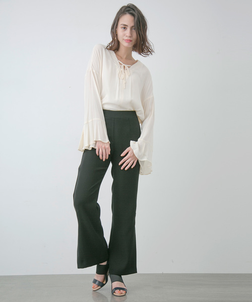 STUDIOUS(ステュディオス)の「【STUDIOUS】ツイルフレアパンツ(その他パンツ・レディース・ブラック・0/1)」の22枚目の写真