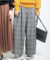 ベルト付ウエストフリルワイドパンツ
