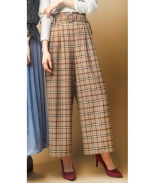 ベルト付ウエストフリルワイドパンツ