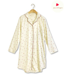 fran de lingerie | milky-satin ミルキーサテン 長袖シャツワンピース(ルームワンピース)