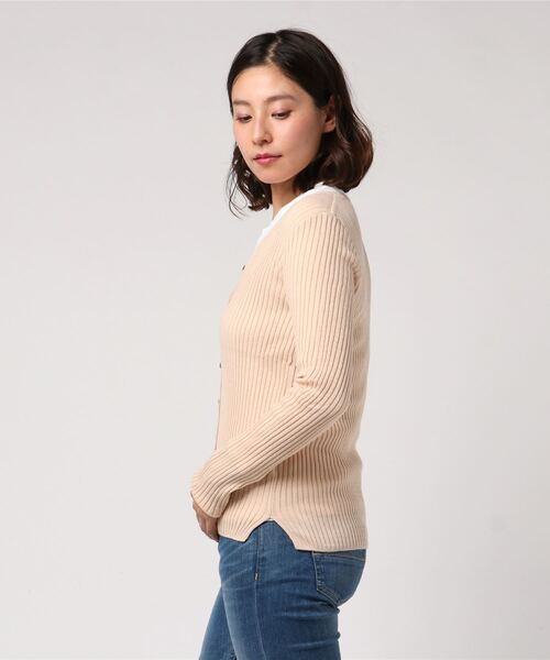 flower（フラワー）の「レディリブカーディガン（カーディガン/ボレロ・レディース・アイボリー/ブラウン・FREE）」の3枚目の写真