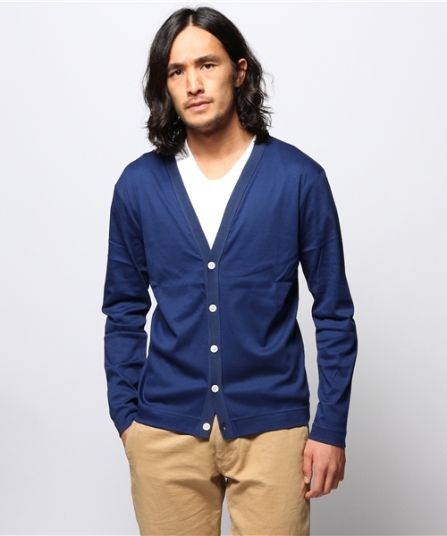 EDIFICE（エディフィス）の「◇ソフトフライス Vカーディガン（カーディガン/ボレロ・メンズ・チャコールグレー/ネイビー/ブルー系その他/オレンジ・44/46/48）」の3枚目の写真