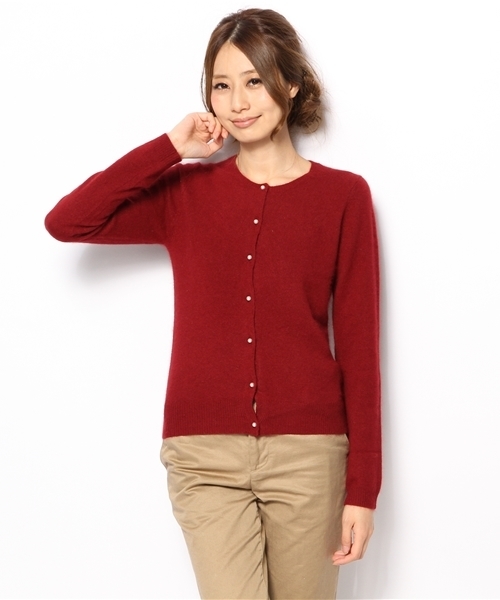 green label relaxing（グリーンレーベルリラクシング）の「GO W/RAC C/N パールBTN カーディガン（カーディガン/ボレロ・レディース・ライトグレー/ベージュ/ネイビー/パープル/オフホワイト/ワインレッド/ロイヤルブルー/その他1/ピンク・38/40）」の15枚目の写真