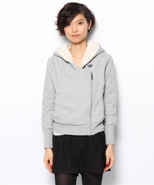 adidas Originals（アディダスオリジナルス）の「アディダス オリジナルス フリース フーディ メタリック ライダース型 adidas Originals HOLI TT FLE TER（パーカー・レディース・グレー・SMALL/MEDIUM）」の2枚目の写真