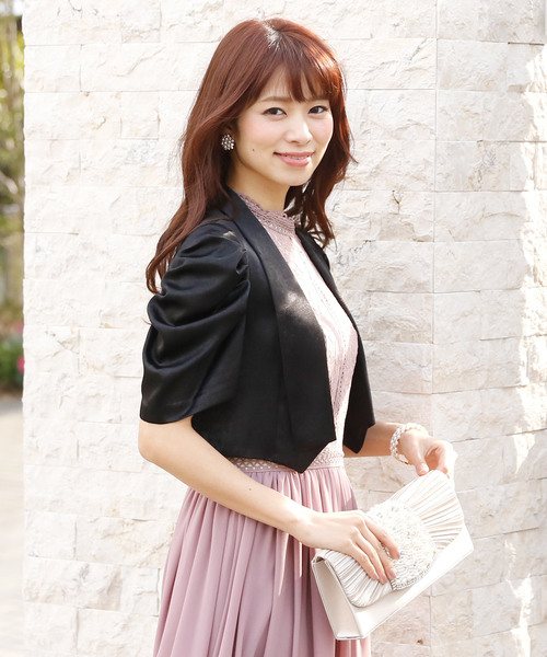 PourVous（プールヴー）の「ギャザースリーブ ボレロ 結婚式対応 オケージョン （テーラードジャケット・レディース・ベージュ/ブラック・L/M）」の13枚目の写真