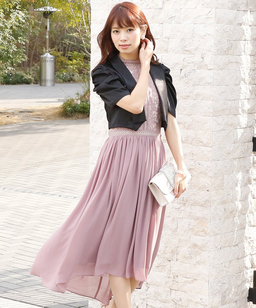 PourVous（プールヴー）の「ギャザースリーブ ボレロ 結婚式対応 オケージョン （テーラードジャケット・レディース・ベージュ/ブラック・L/M）」の16枚目の写真