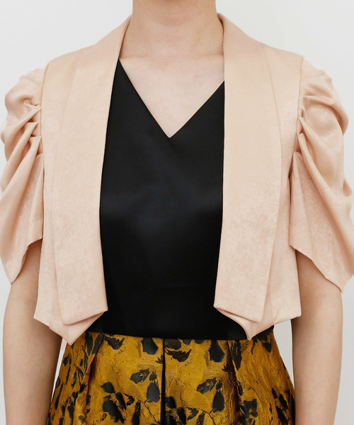 PourVous（プールヴー）の「ギャザースリーブ ボレロ 結婚式対応 オケージョン （テーラードジャケット・レディース・ベージュ/ブラック・L/M）」の22枚目の写真