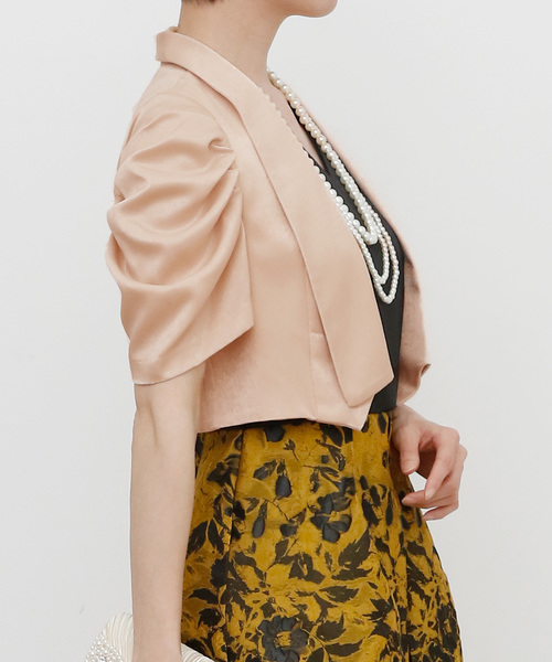 PourVous（プールヴー）の「ギャザースリーブ ボレロ 結婚式対応 オケージョン （テーラードジャケット・レディース・ベージュ/ブラック・L/M）」の20枚目の写真