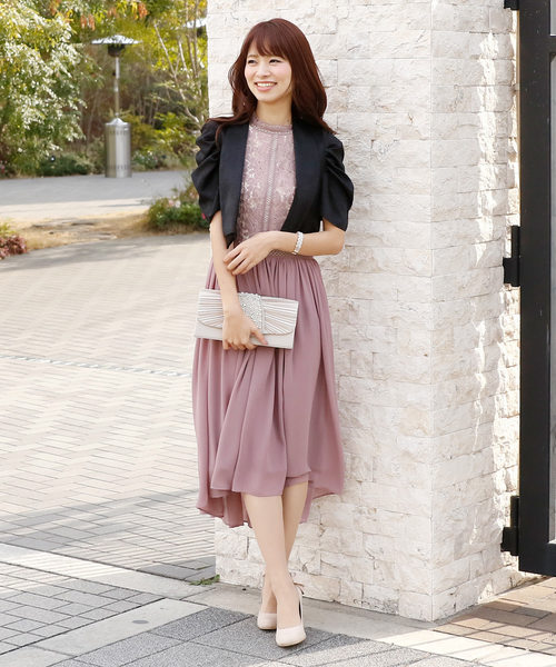 PourVous（プールヴー）の「ギャザースリーブ ボレロ 結婚式対応 オケージョン （テーラードジャケット・レディース・ベージュ/ブラック・L/M）」の14枚目の写真