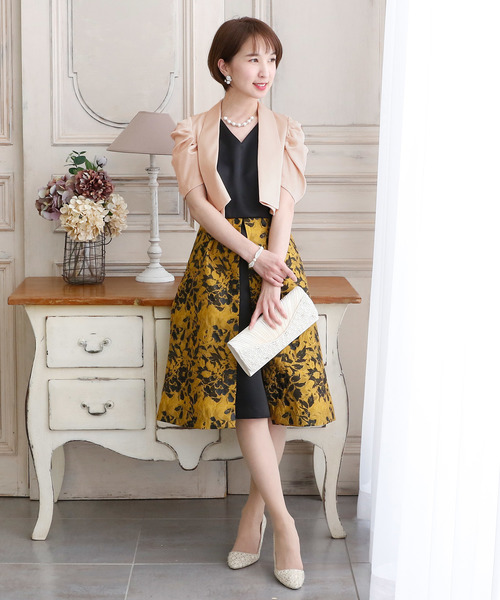 PourVous（プールヴー）の「ギャザースリーブ ボレロ 結婚式対応 オケージョン （テーラードジャケット・レディース・ベージュ/ブラック・L/M）」の17枚目の写真