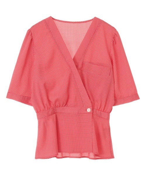 クラネ　カシュクールブラウス CLANE（クラネ）の「DOT CACHE-CUEUR PEPLUM B/L（シャツ