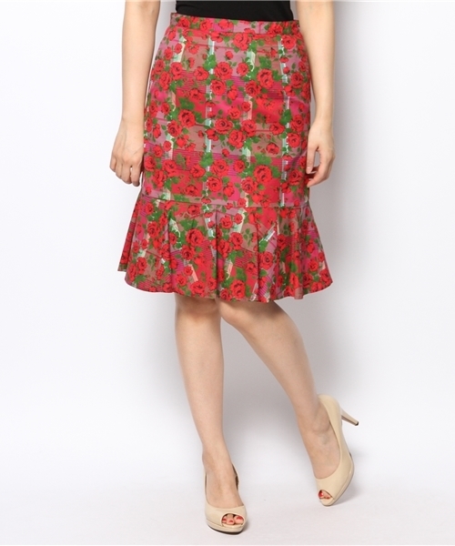 Ray BEAMS（レイビームス）の「Ray BEAMS / リバティ フラワーチェック プリントスカート（スカート・レディース・レッド/ブルー・0/1）」の5枚目の写真