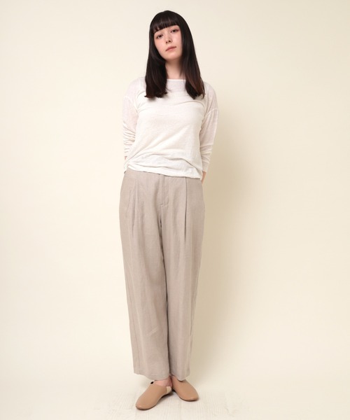 RNA-N（アールエヌエーエヌ）の「M1154 リネン天竺七分袖TEE（Tシャツ/カットソー・レディース・パープル/ブラウン/オフホワイト・MEDIUM）」の21枚目の写真