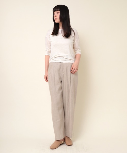 RNA-N（アールエヌエーエヌ）の「M1154 リネン天竺七分袖TEE（Tシャツ/カットソー・レディース・パープル/ブラウン/オフホワイト・MEDIUM）」の22枚目の写真