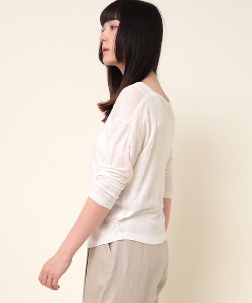 RNA-N（アールエヌエーエヌ）の「M1154 リネン天竺七分袖TEE（Tシャツ/カットソー・レディース・パープル/ブラウン/オフホワイト・MEDIUM）」の19枚目の写真