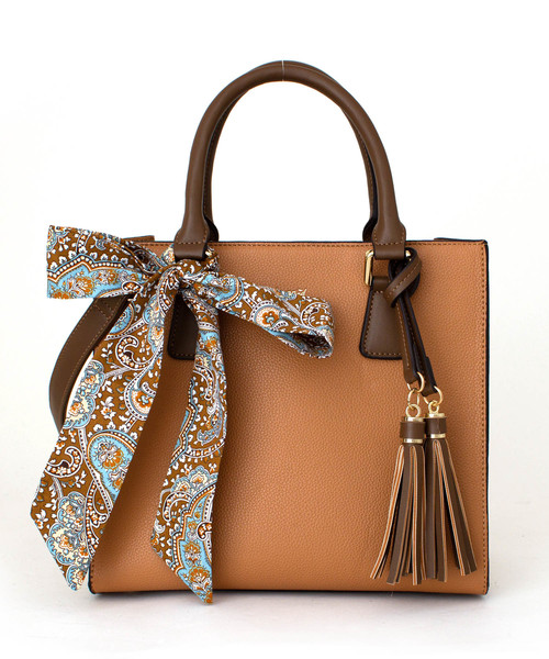 Ungrid(アングリッド)の「【Ungrid/アングリッド】 スカーフ付カラーコンビアオリスクエアバッグ(トートバッグ・レディース・ブラック/ブルー/ベージュ系その他/キャメル・FREE)」の10枚目の写真