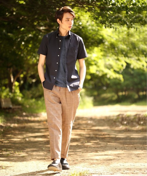 EDIFICE（エディフィス）の「ハンソデ クールマックス サッカーボタンダウンシャツ（シャツ/ブラウス・メンズ・ネイビー/ホワイト・44/46/48）」の10枚目の写真