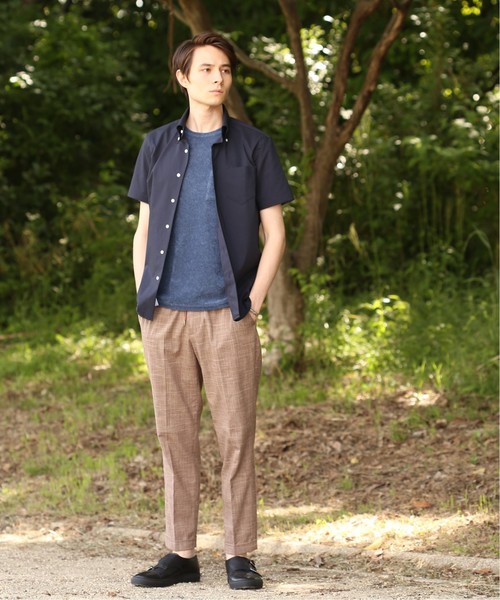 EDIFICE（エディフィス）の「ハンソデ クールマックス サッカーボタンダウンシャツ（シャツ/ブラウス・メンズ・ネイビー/ホワイト・44/46/48）」の15枚目の写真