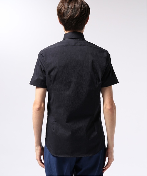 EDIFICE（エディフィス）の「ハンソデ クールマックス サッカーボタンダウンシャツ（シャツ/ブラウス・メンズ・ネイビー/ホワイト・44/46/48）」の19枚目の写真