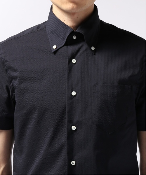 EDIFICE（エディフィス）の「ハンソデ クールマックス サッカーボタンダウンシャツ（シャツ/ブラウス・メンズ・ネイビー/ホワイト・44/46/48）」の11枚目の写真