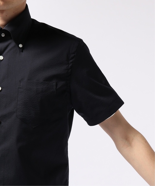 EDIFICE（エディフィス）の「ハンソデ クールマックス サッカーボタンダウンシャツ（シャツ/ブラウス・メンズ・ネイビー/ホワイト・44/46/48）」の22枚目の写真