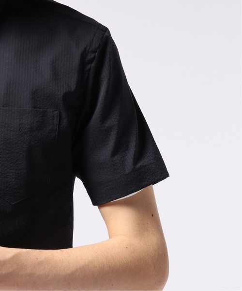 EDIFICE（エディフィス）の「ハンソデ クールマックス サッカーボタンダウンシャツ（シャツ/ブラウス・メンズ・ネイビー/ホワイト・44/46/48）」の4枚目の写真