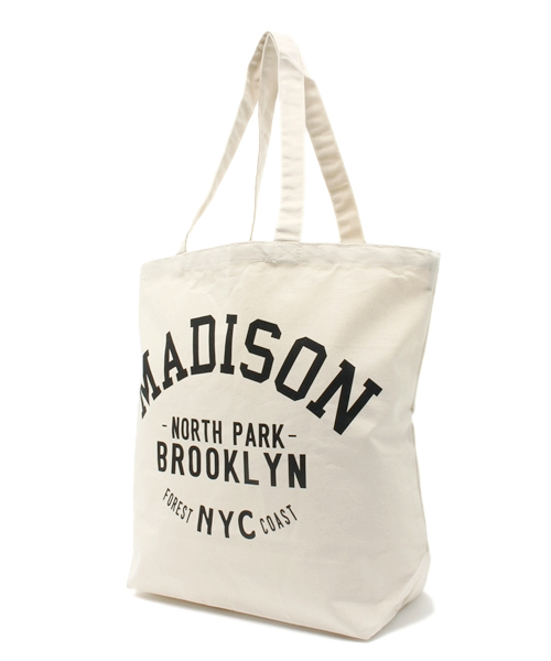 WEGO(ウィゴー)の「WEGO/MADISONプリントトートバッグ(トートバッグ・メンズ・ホワイト/ネイビー・FREE)」の3枚目の写真