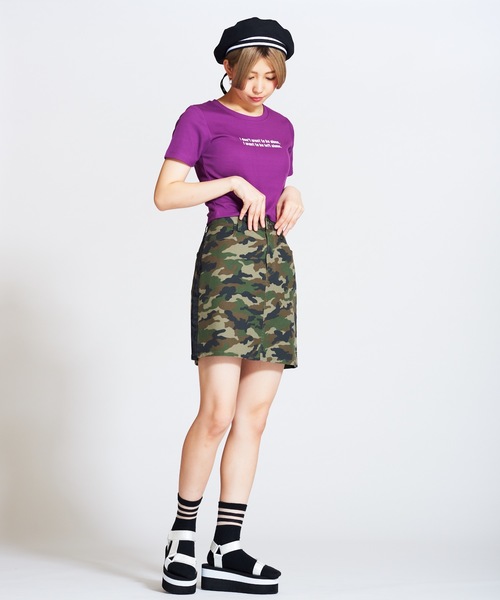 WEGO（ウィゴー）の「WEGO/ロゴUネックショートTシャツ（Tシャツ/カットソー・レディース・ライム/パープル/ホワイト・FREE）」の11枚目の写真