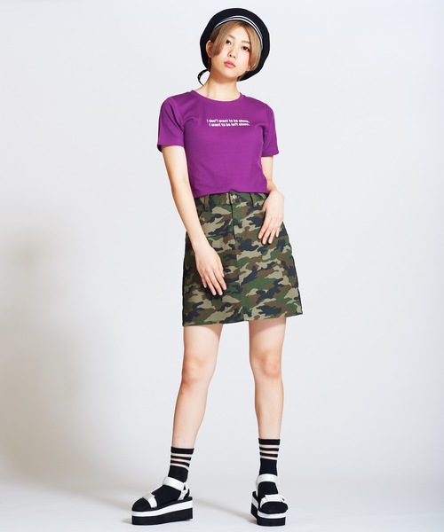 WEGO（ウィゴー）の「WEGO/ロゴUネックショートTシャツ（Tシャツ/カットソー・レディース・ライム/パープル/ホワイト・FREE）」の12枚目の写真