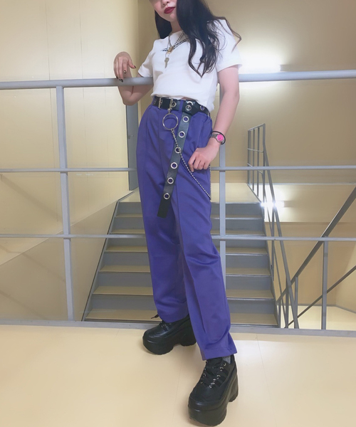WEGO（ウィゴー）の「WEGO/ロゴUネックショートTシャツ（Tシャツ/カットソー・レディース・ライム/パープル/ホワイト・FREE）」の18枚目の写真